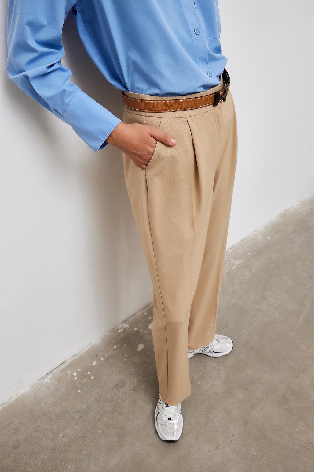 Fit Palazzo Pantolon Camel