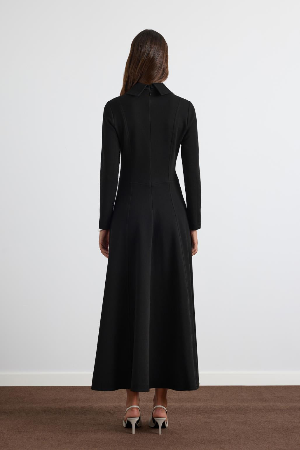 Geniş Yakalı Örme Elbise Siyah