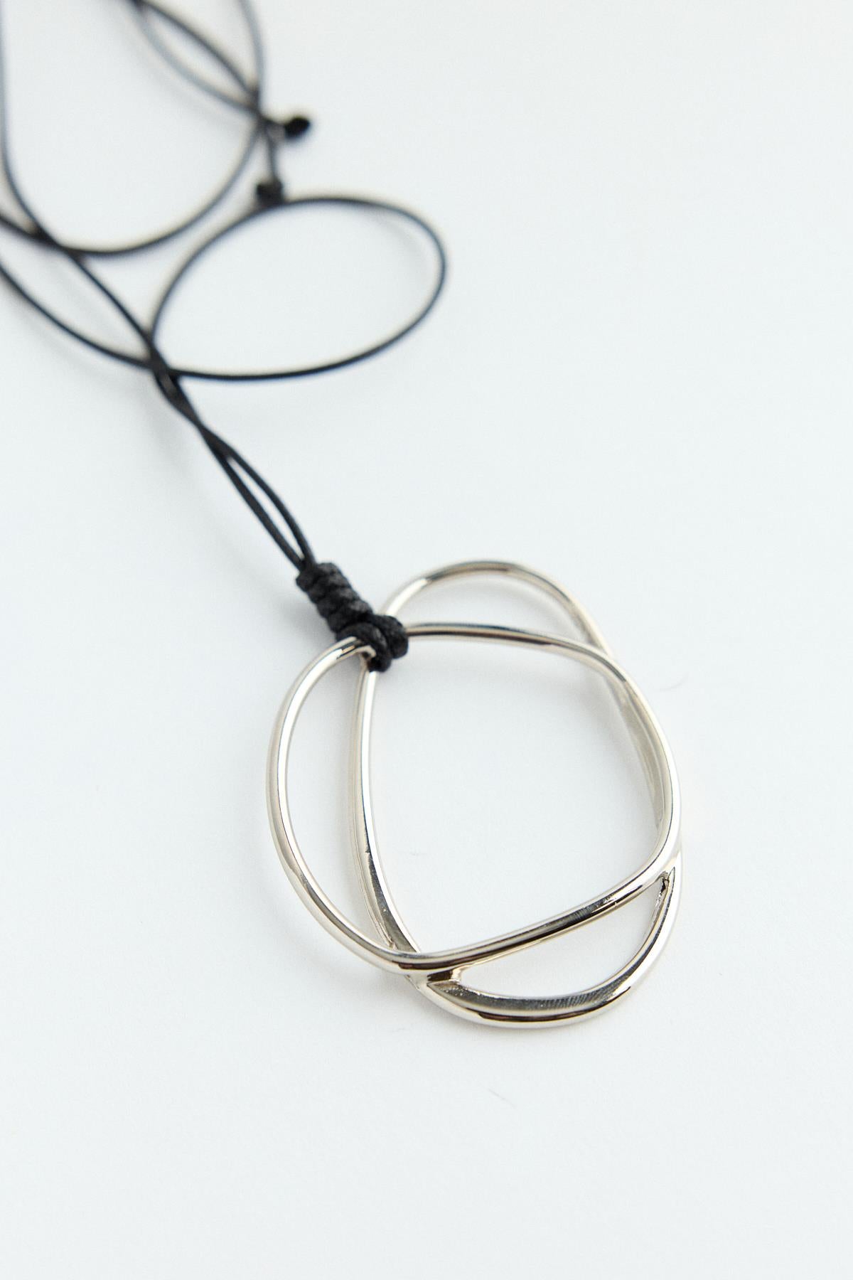 Geometrik Metal Uçlu Kolye Gümüş