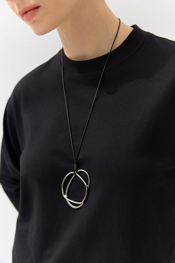 Geometrik Metal Uçlu Kolye Gümüş
