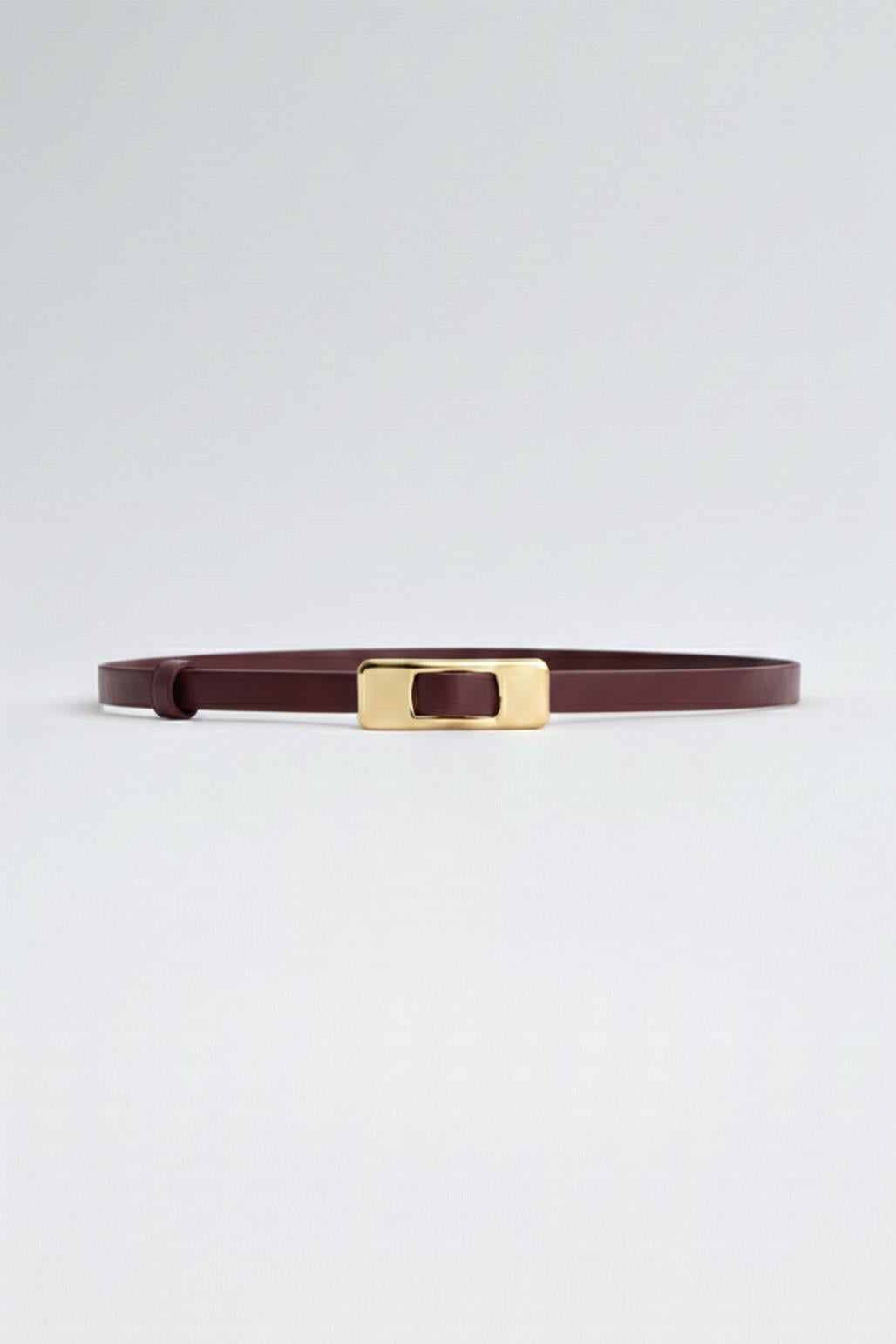 Gold Dikdörtgen Tokalı Kemer Bordo