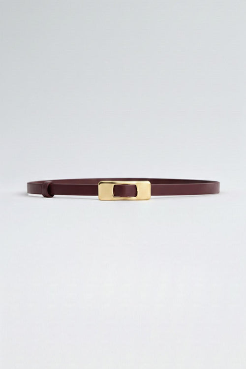 Gold Dikdörtgen Tokalı Kemer Bordo