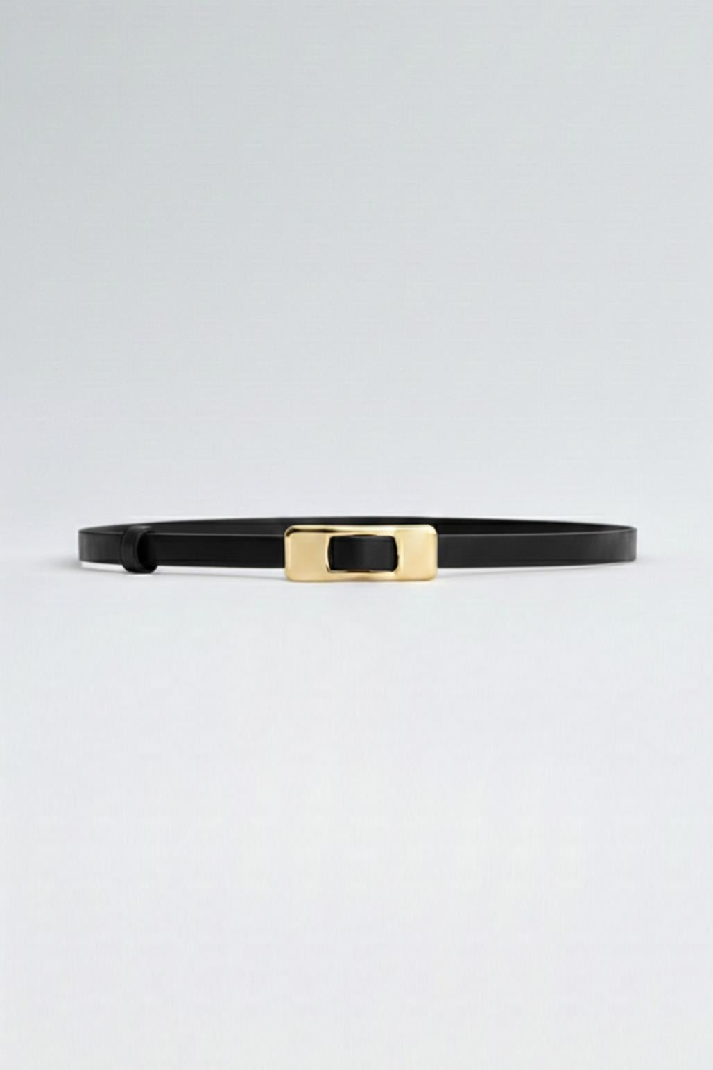 Gold Dikdörtgen Tokalı Kemer Siyah