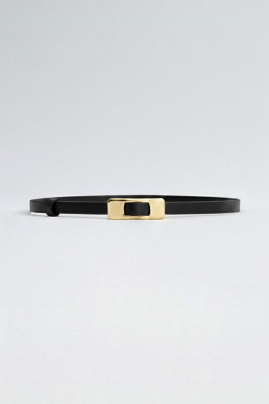 Gold Dikdörtgen Tokalı Kemer Siyah