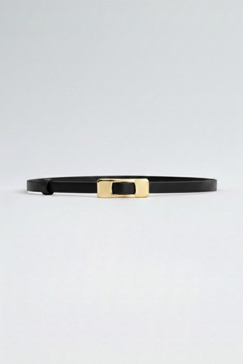 Gold Dikdörtgen Tokalı Kemer Siyah