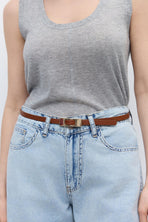 Gold Dikdörtgen Tokalı Kemer Taba