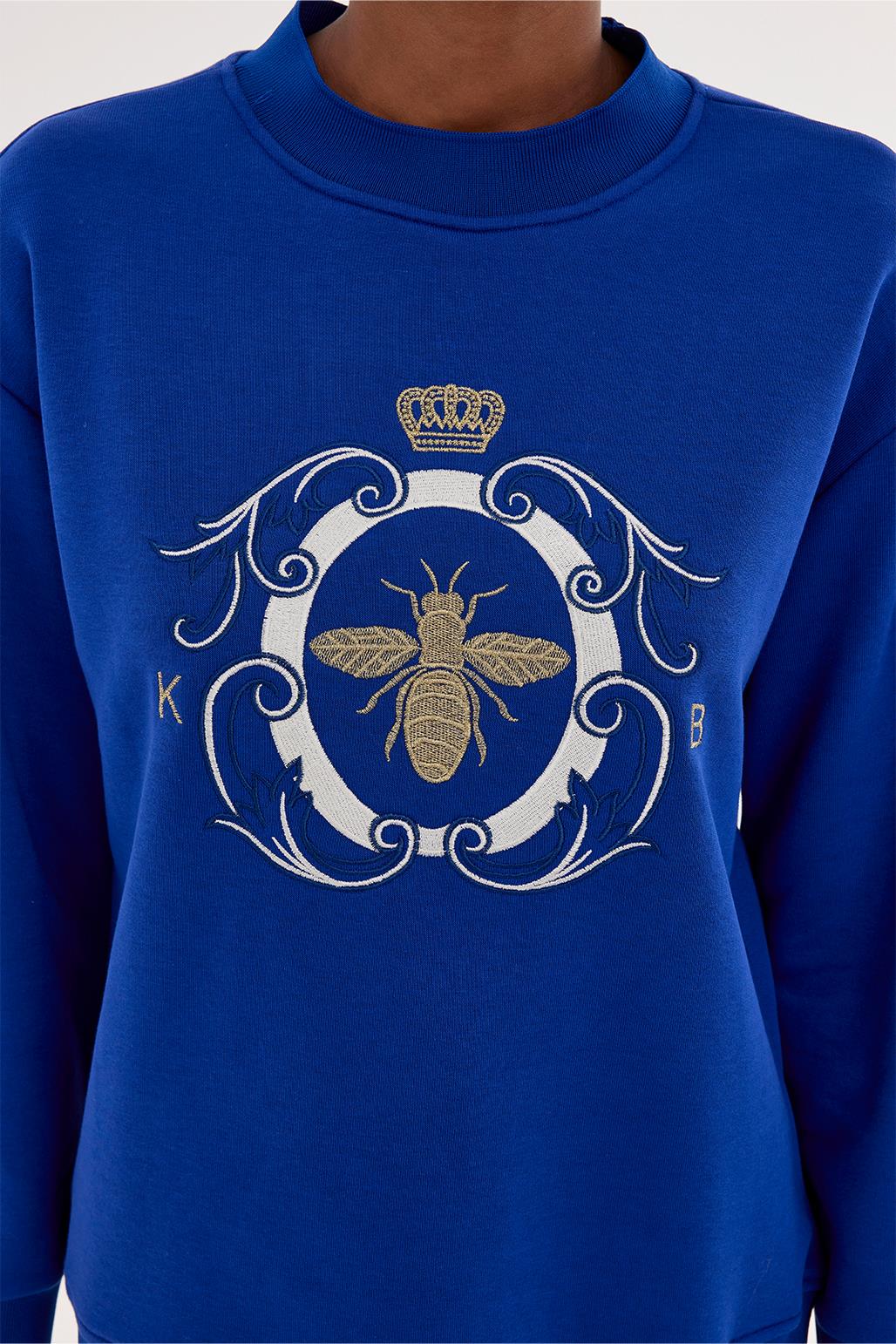 Gold Nakışlı Hoodie Sweatshırt Saks