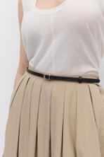 Gold Tokalı Ayarlanabilir İnce Kemer Siyah