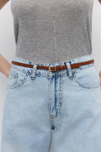 Gold Tokalı Ayarlanabilir İnce Kemer Taba