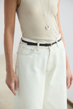 Gümüş Tokalı Ayarlanabilir İnce Kemer Siyah