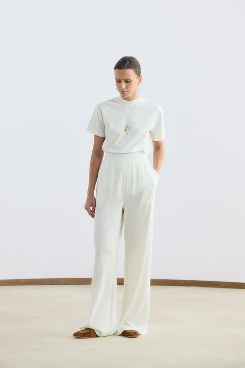 İnce Triko Pantolon Ekru