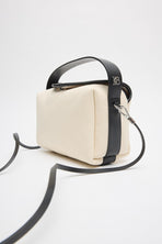 Kanvas Deri Detaylı Kapaklı Çanta Ekru