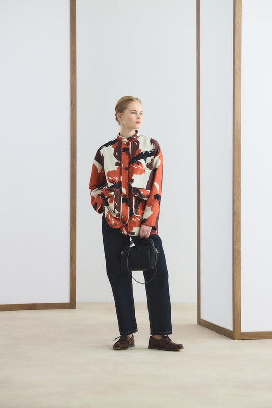 Kanvas Deri Detaylı Kapaklı Çanta Siyah