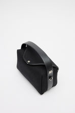 Kanvas Deri Detaylı Kapaklı Çanta Siyah