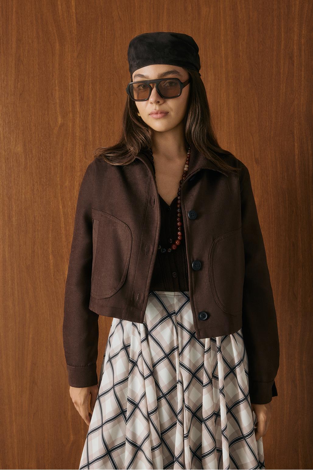 Kısa Süet Ceket Kahve