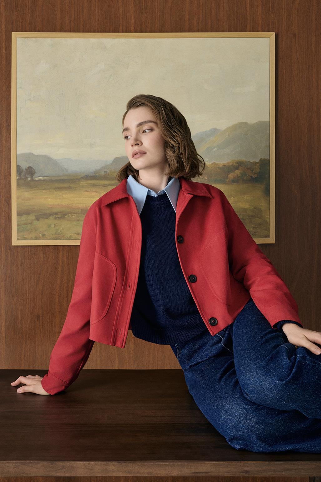 Kısa Süet Ceket Kırmızı