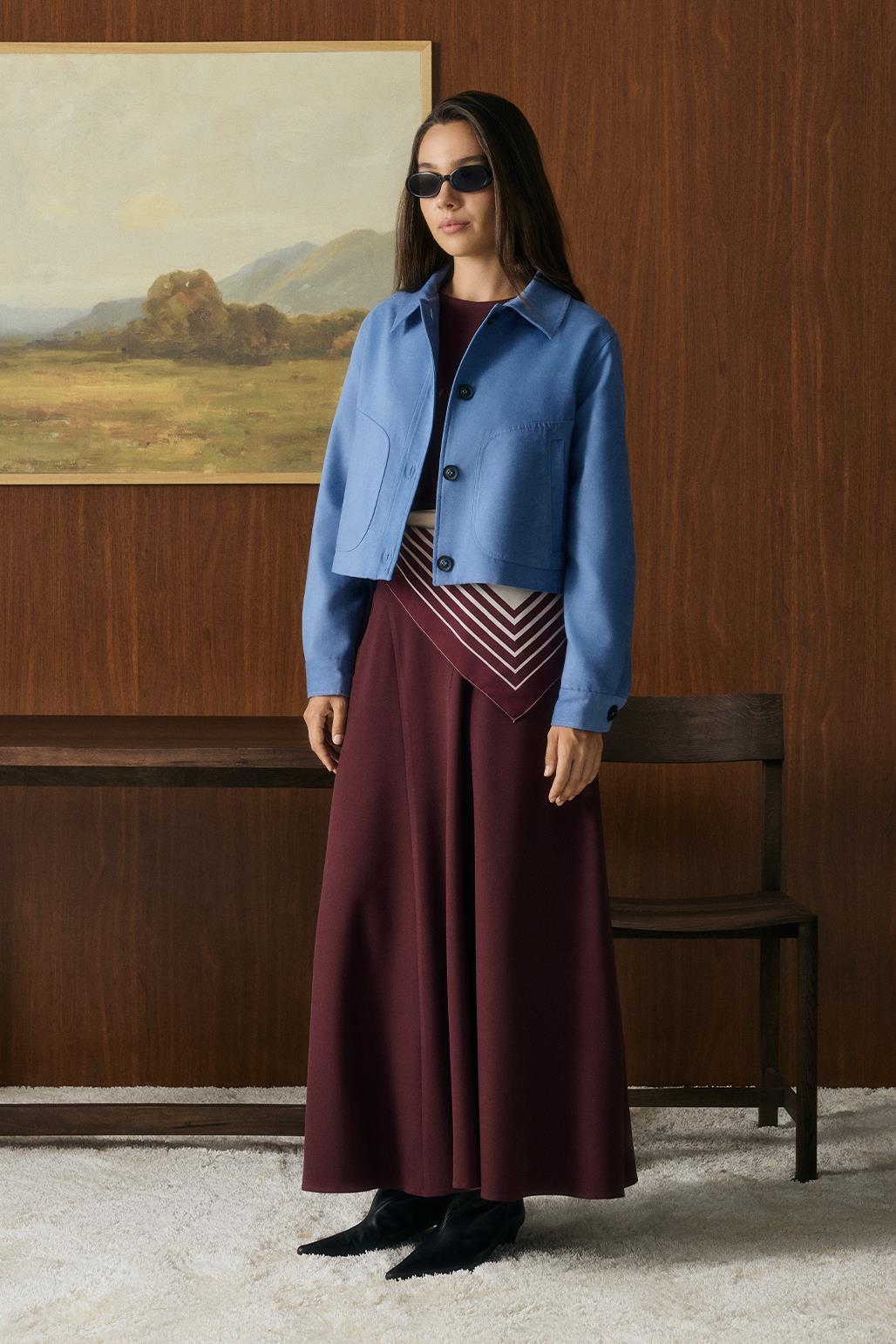 Kısa Süet Ceket Mavi