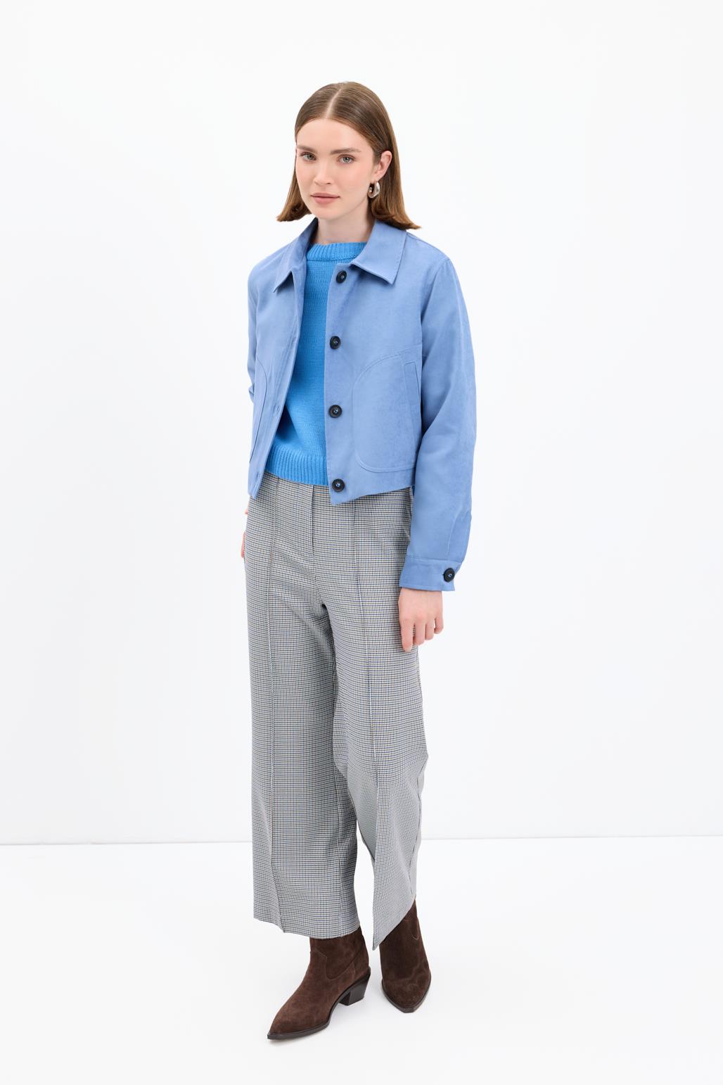 Kısa Süet Ceket Mavi