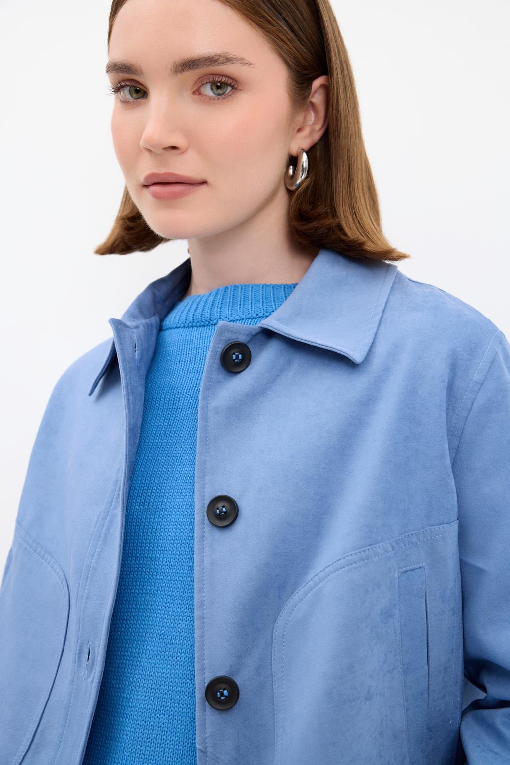Kısa Süet Ceket Mavi
