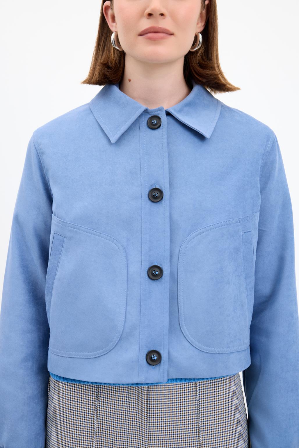 Kısa Süet Ceket Mavi