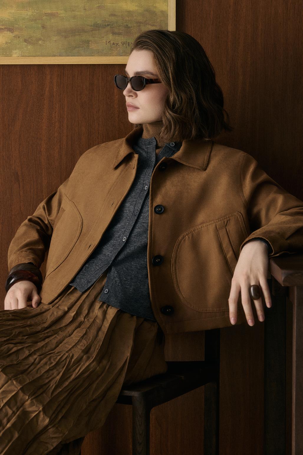 Kısa Süet Ceket Taba