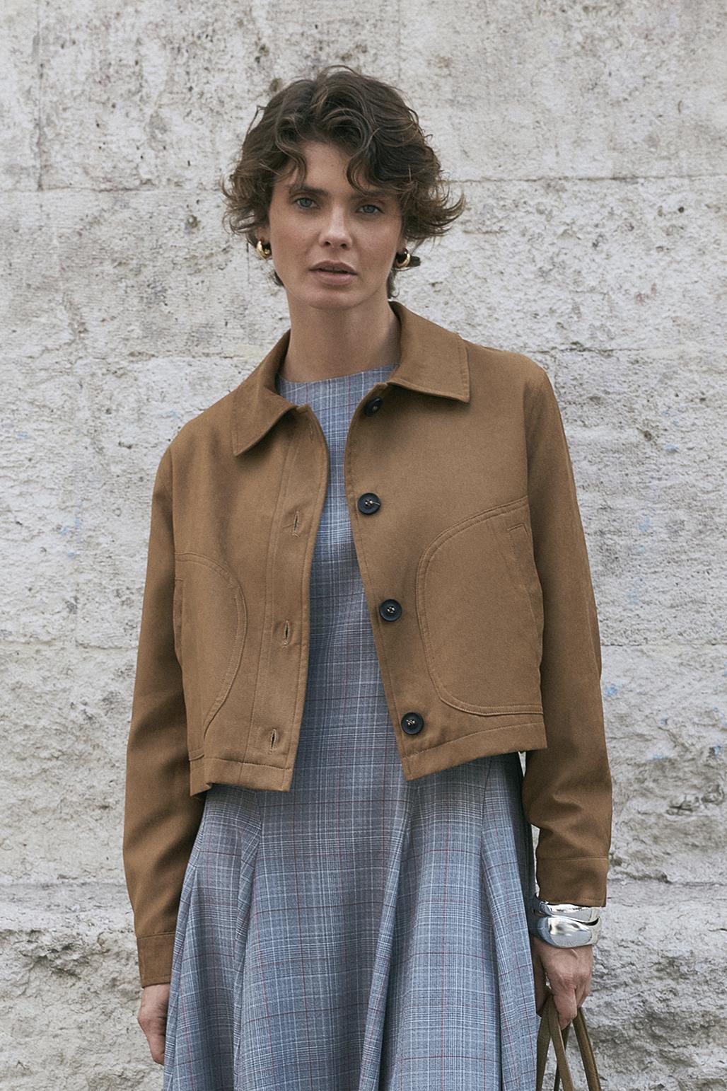 Kısa Süet Ceket Taba