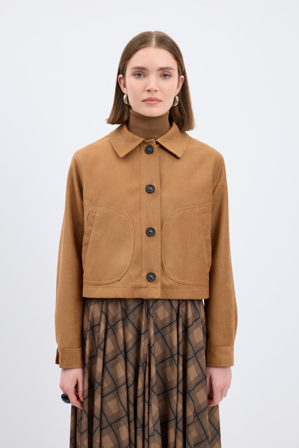 Kısa Süet Ceket Taba