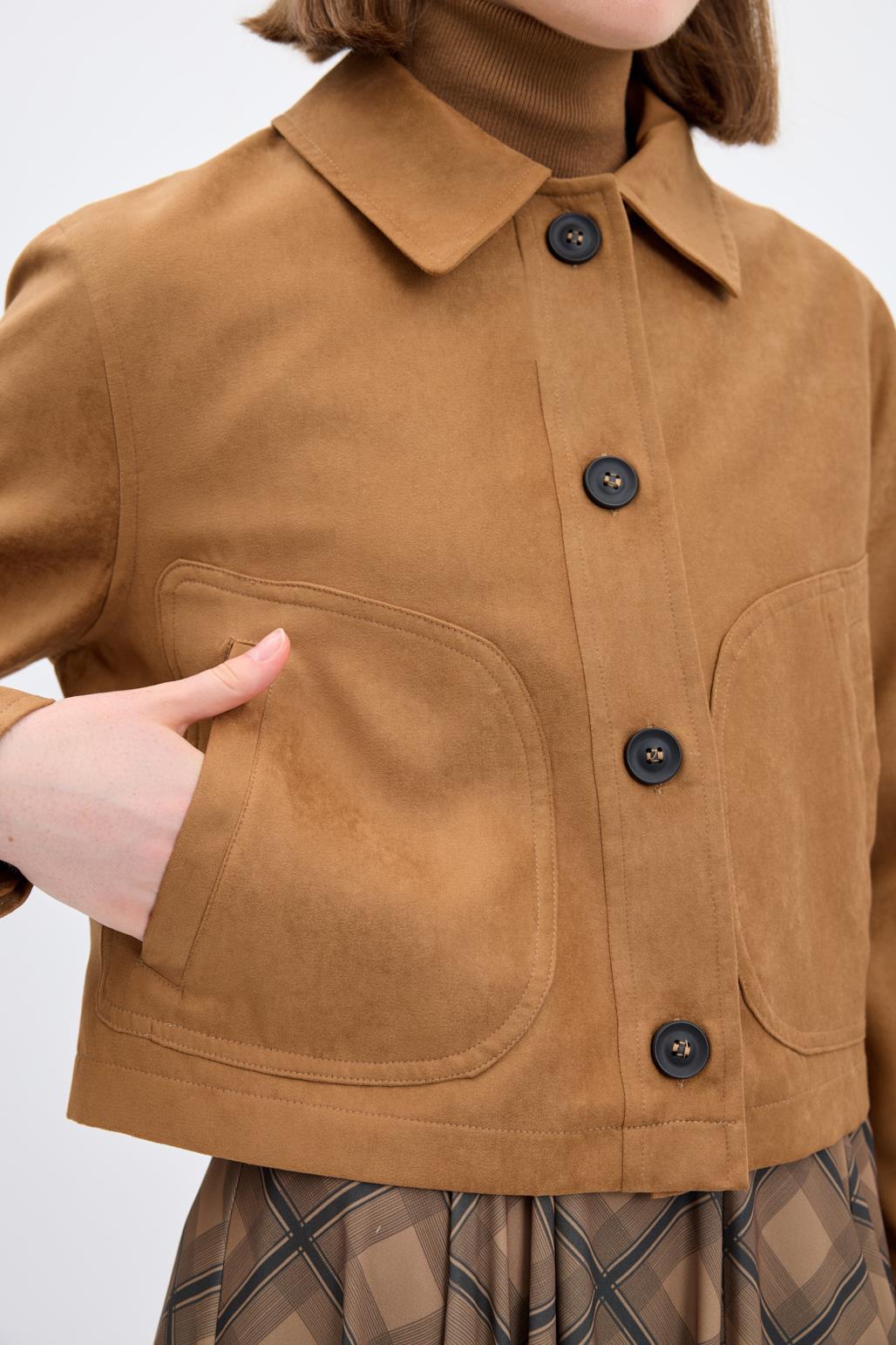 Kısa Süet Ceket Taba