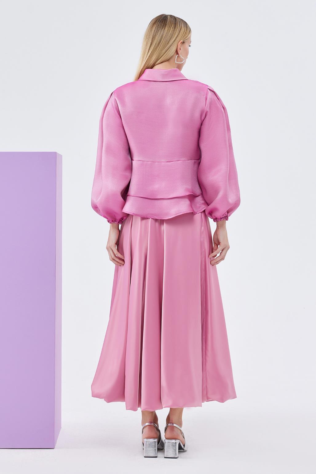 Liva Bağcıklı Ceket Pembe