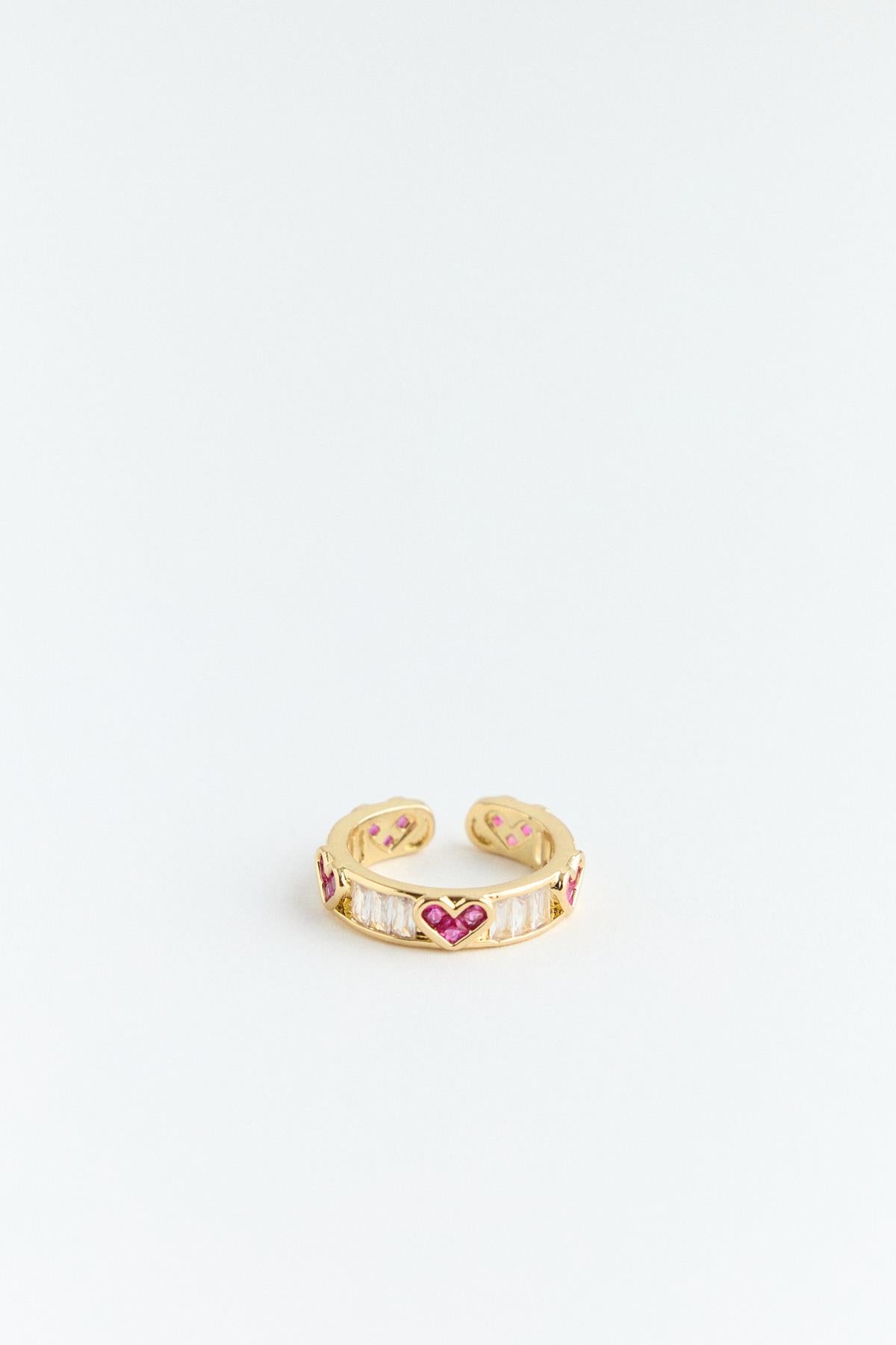 Love Taşlı Ayarlanabilir Yüzük Gold