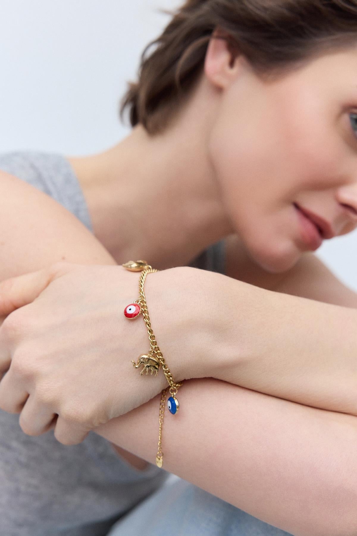 Lucky Renkli Charm Bileklik Gold