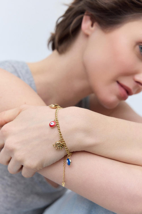 Lucky Renkli Charm Bileklik Gold