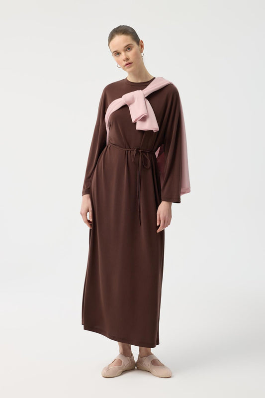 Modal Cupra Elbise Kahverengi