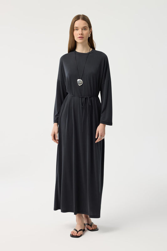 Modal Cupra Elbise Siyah