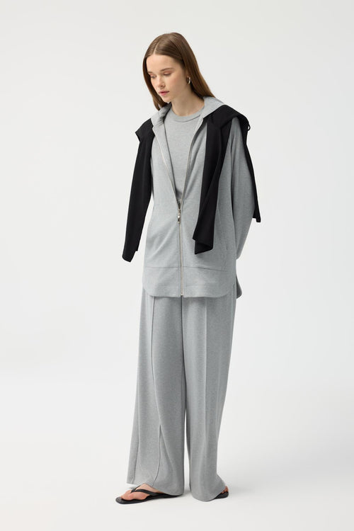 Modal Cupra Fermuarlı Hırka Takım Gri Melanj