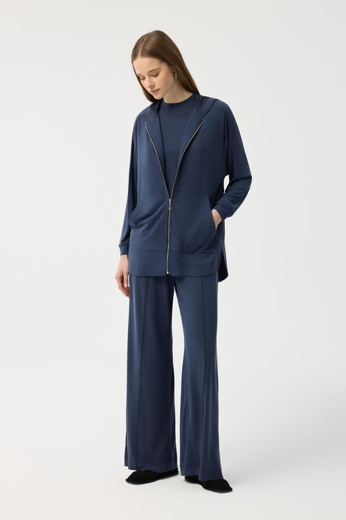 Modal Cupra Fermuarlı Hırka Takım Lacivert