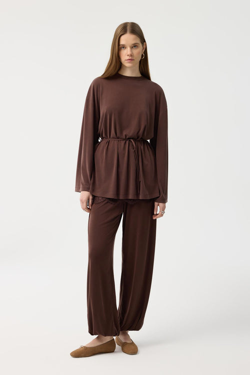 Modal Cupra Jogger Pantolon Takım Kahverengi