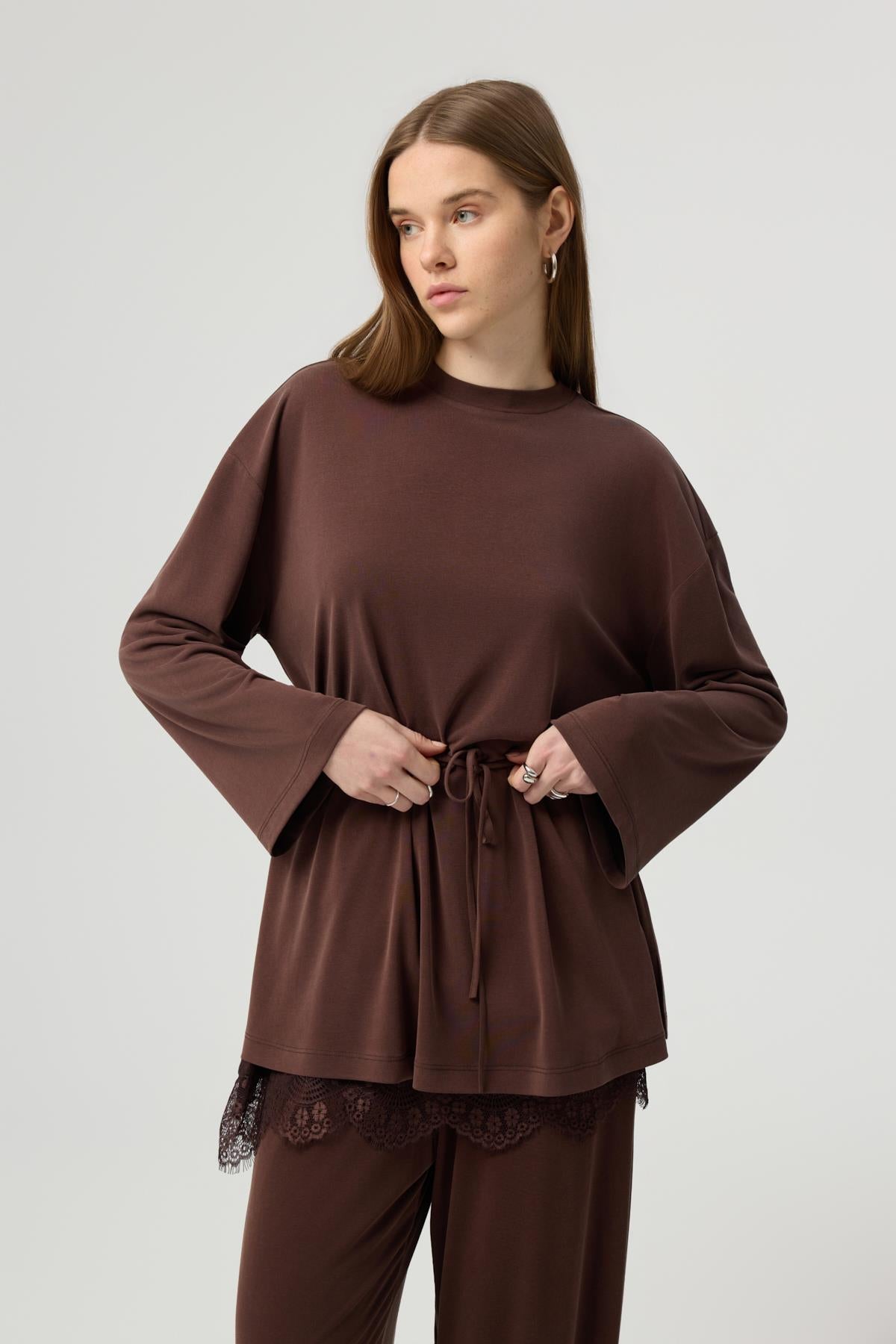 Modal Cupra Jogger Pantolon Takım Kahverengi