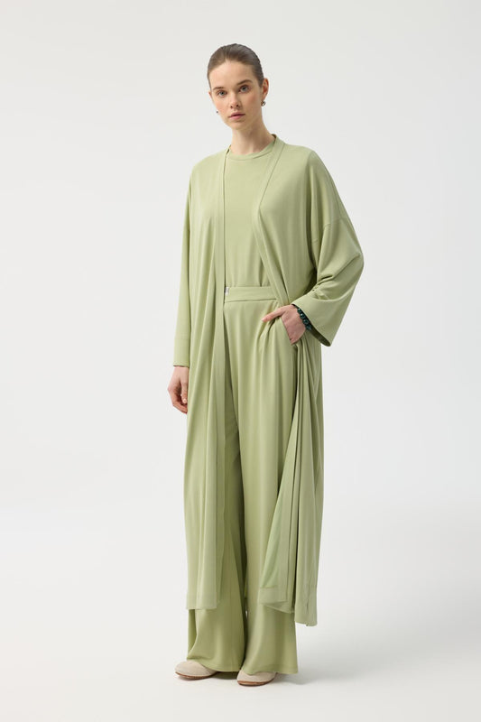 Modal Cupra Pantolon Bluz Abaya Takım Yeşil