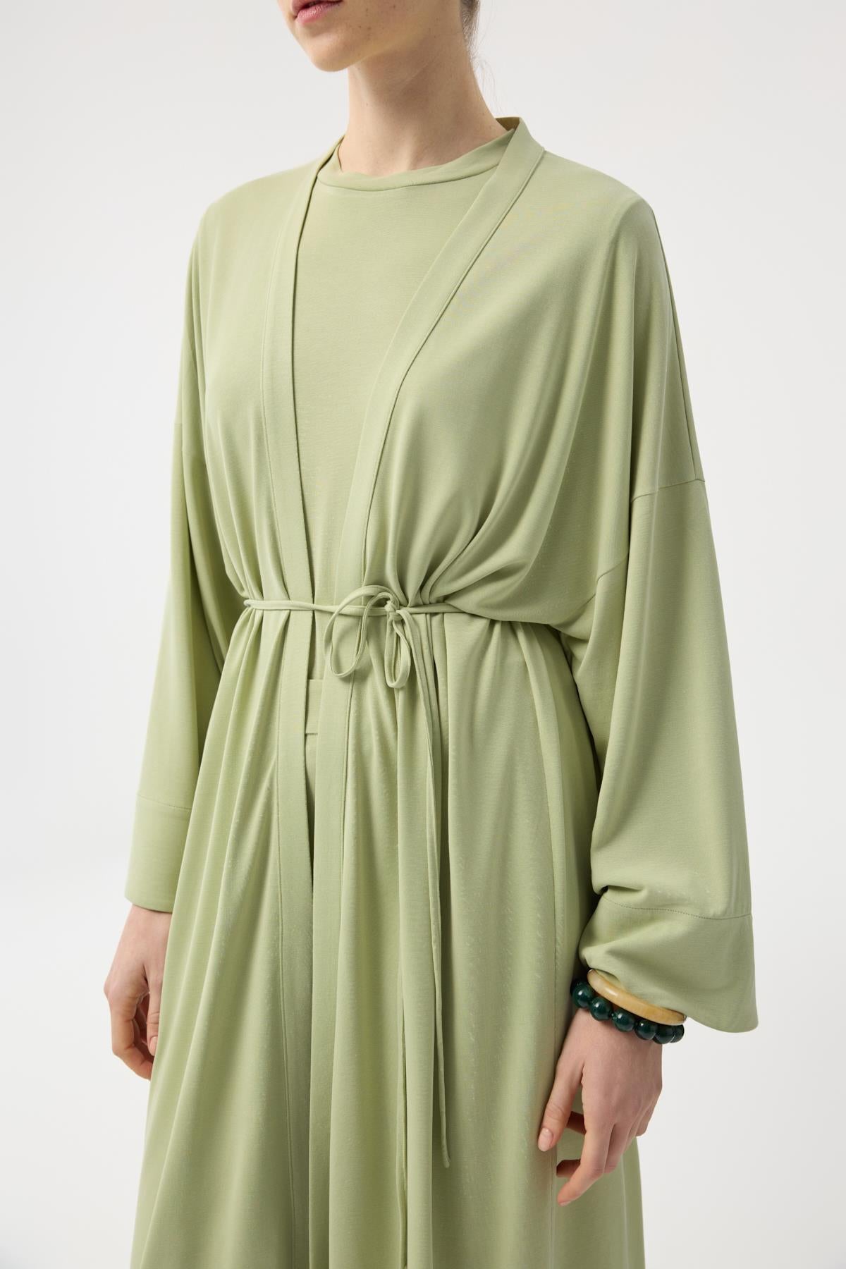 Modal Cupra Pantolon Bluz Abaya Takım Yeşil