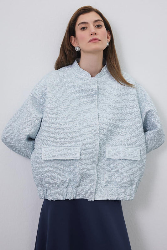 Niola Tafta Jakar Ceket Silver