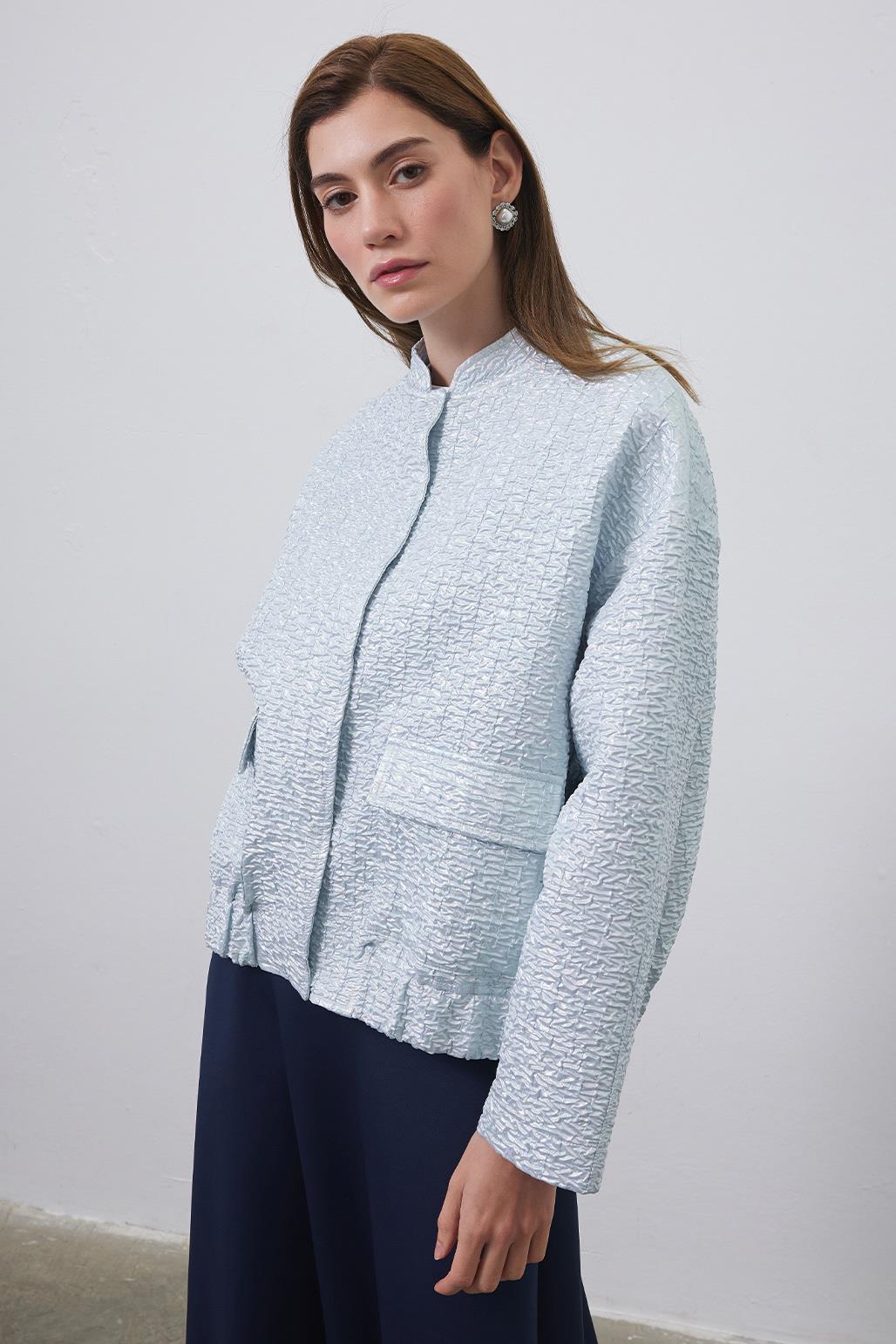 Niola Tafta Jakar Ceket Silver