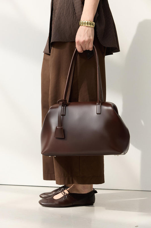 Nova Klipsli Deri Çanta Kahverengi