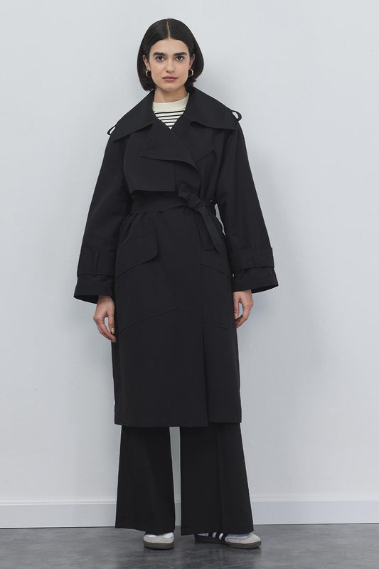 Oversize Tood Trench Siyah