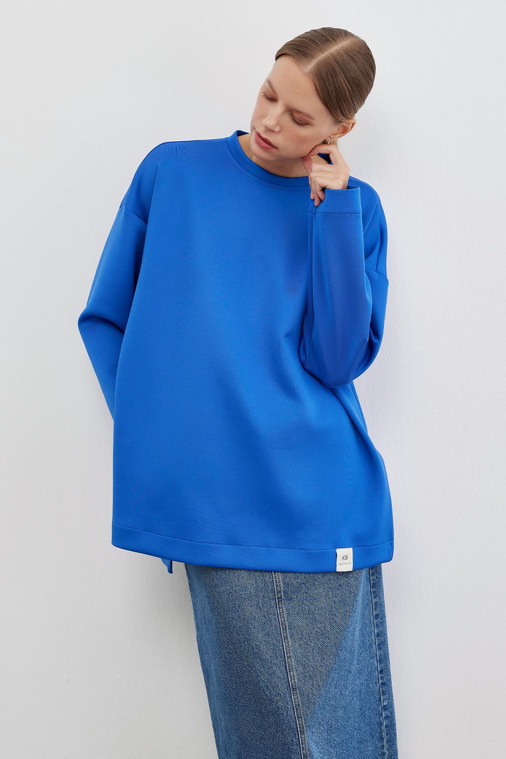 Puf Yırtmaçlı Sweatshırt Saks