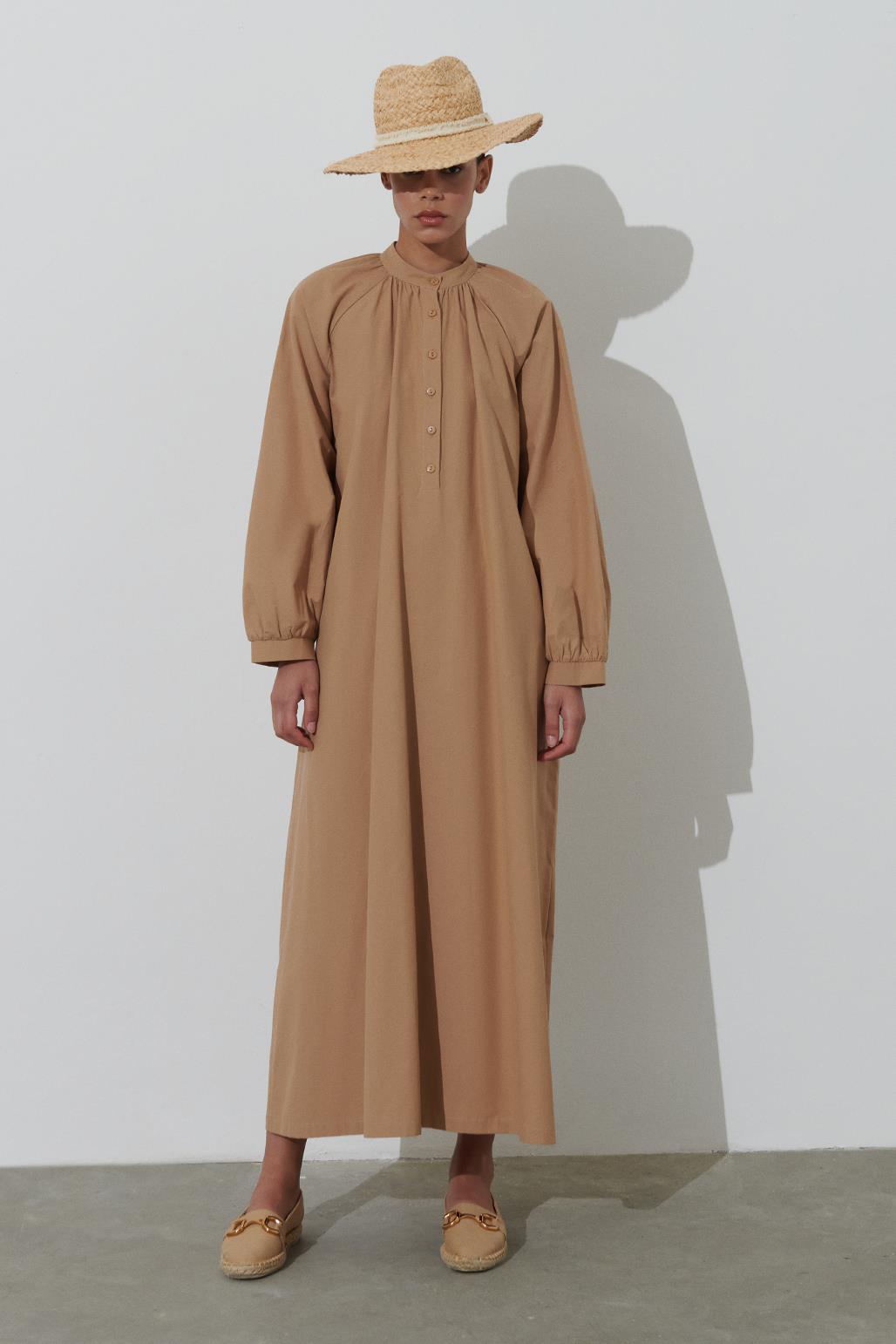 Renka Kuşaklı Elbise Camel