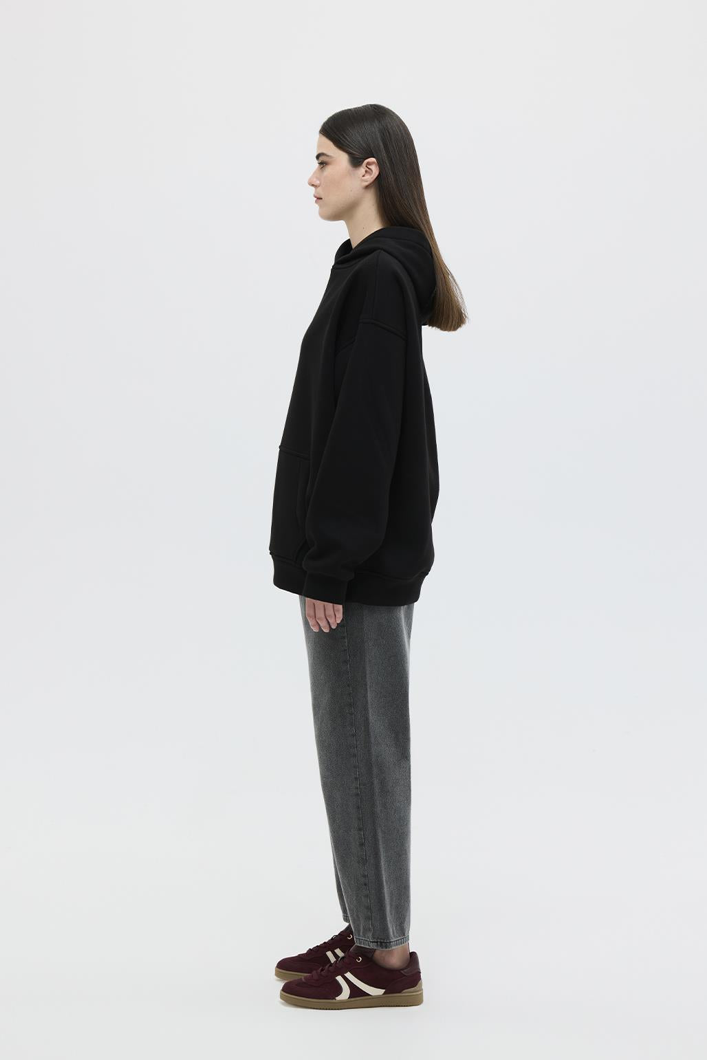 Şardonlu Kapüşonlu Sweatshirt Siyah