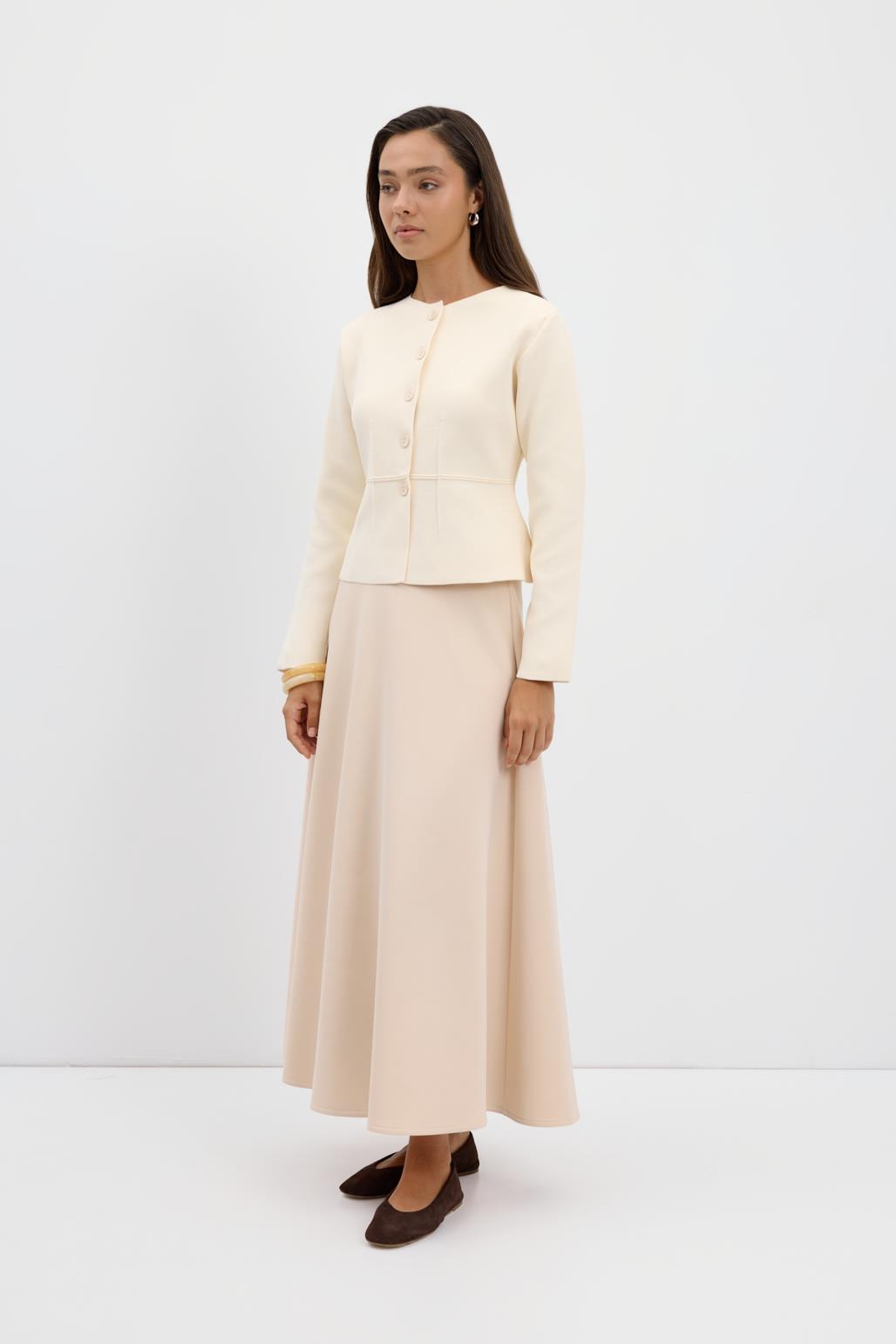 Scuba Kumaş Kloş Etek Taş