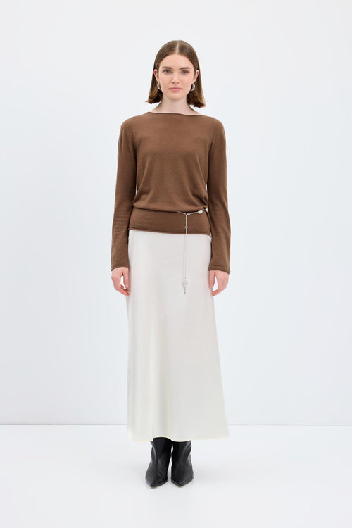 Uzun Kalem Saten Etek Ekru