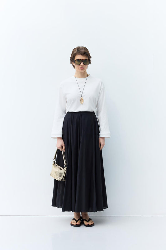 Vual Parçalı Etek Siyah